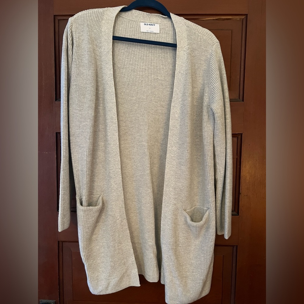 Shaker-Stitch Long-Line Open-Front sweater
